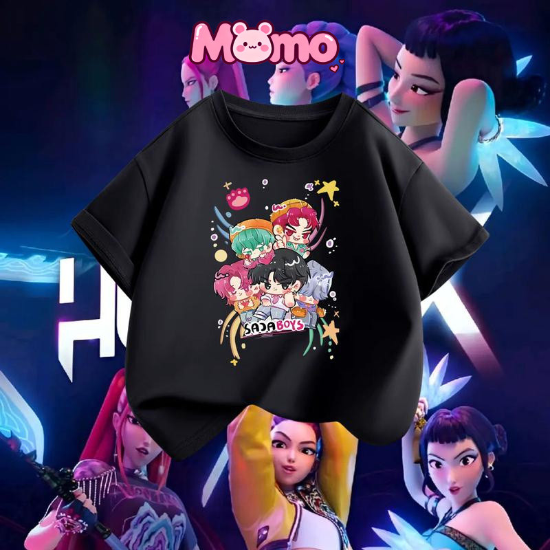 Phong Cách Mùa Hè Mới KPop Demon Hunters In Đa Năng Phong Cách Hiện Đại Thoáng Khí Cổ Tròn Tay Ngắn Áo Thun Top