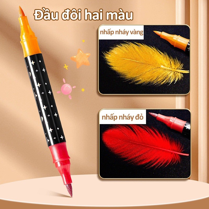 Bút dạ màu acrylic marker ngòi mềm 48/60 bộ, hộp đựng gọn gàng cho học sinh mỹ thuật vẽ tranh với màu sắc tươi sáng
