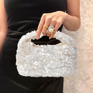 Túi Xô WOAY, Túi Xách Hobo Nhỏ Màu Trắng, Kim Sa Lấp Lánh Tinh Tế Sáng Bóng Ví Nữ Tiệc Cưới