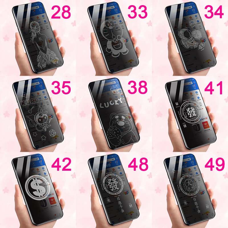 Phim bảo vệ màn hình kính cường lực bảo vệ màn hình chống gián điệp cho iPhone 15 16 17 pro max Plus Bảo hiểm toàn diện Phim hoạt hình 6D