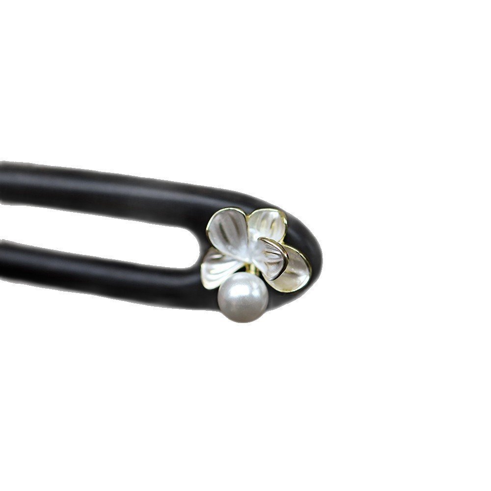 Kẹp tóc Ebony hình chữ U phong cách Trung Quốc, họa tiết hoa tươi, cao cấp