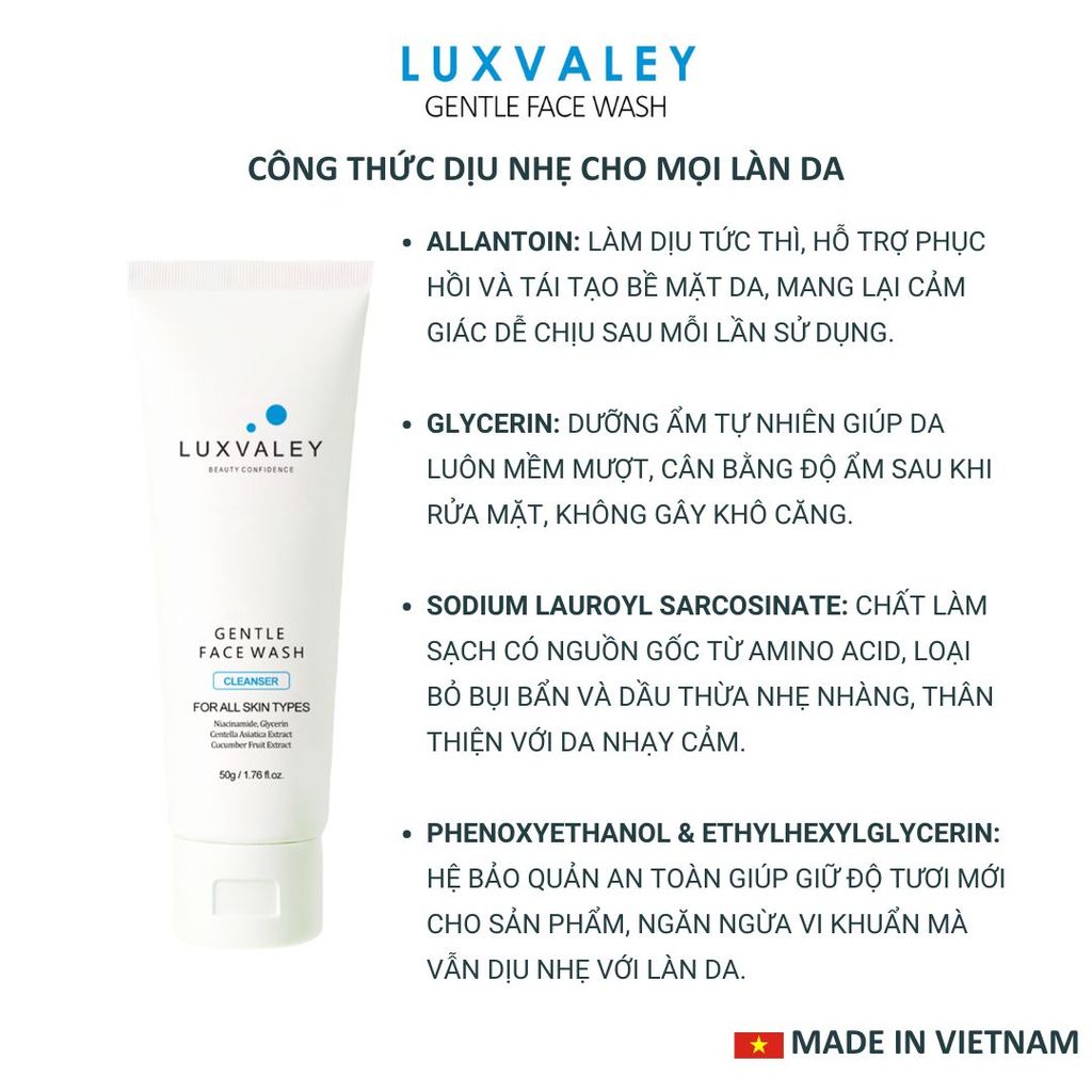 SỮA RỬA MẶT RAU MÁ DƯA LEO LUXVALEY GIÚP SÁNG DA NGỪA MỤN DÀNH CHO HỌC SINH TUỔI DẬY THÌ