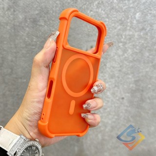 Ốp điện thoại từ tính chống rơi bốn góc màu cam vũ trụ mới cho IPhone 17 Pro Max 11 12 13 14 15 16 Pro Max 14 / 15 / 16 Plus Vỏ mờ bảo vệ chống sốc Ốp lưng cứng