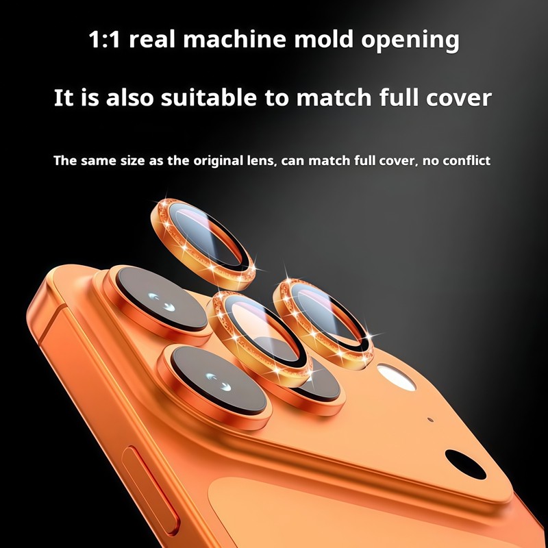 Phim bảo vệ camera điện thoại bột lấp lánh sang trọng cho iPhone 17 pro max 13 14 15 16 Pro Max Air 16 plus Phim bảo vệ màn hình ống kính cho ống kính máy khoan flash