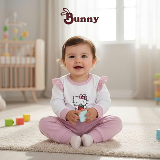 (4-15kg) Bộ quần áo cài vai Bunnybaby cho bé gái chất thun Modal mềm mát