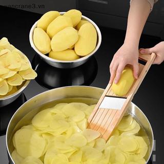 {YAN} Dụng cụ cắt rau bằng gỗ đa chức năng có lưỡi thép Máy thái lát khoai tây Dụng cụ gọt vỏ phô mai cà rốt Dụng cụ phụ kiện nhà bếp {ya}