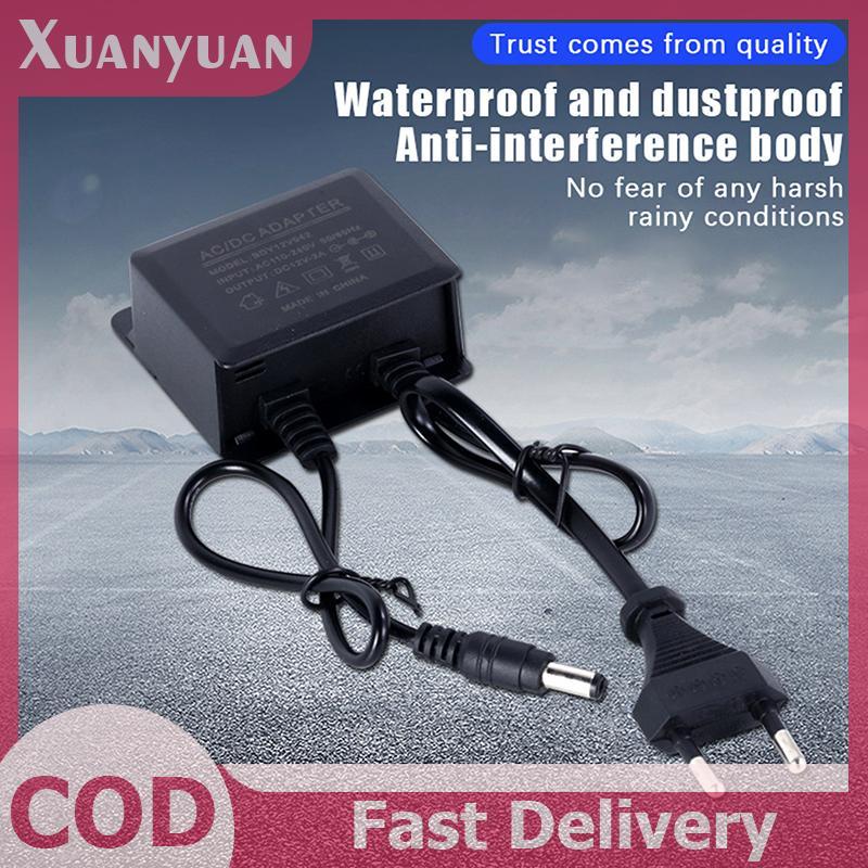 XUAN 1 Cái Chống Thấm Nước EU / US Cắm Bộ Chuyển Đổi Nguồn DC12V 2A Cho Giám Sát An Ninh Quan Sát AHD Camera Sạc NVR DVR Đầu Vào AC100V-240V VN