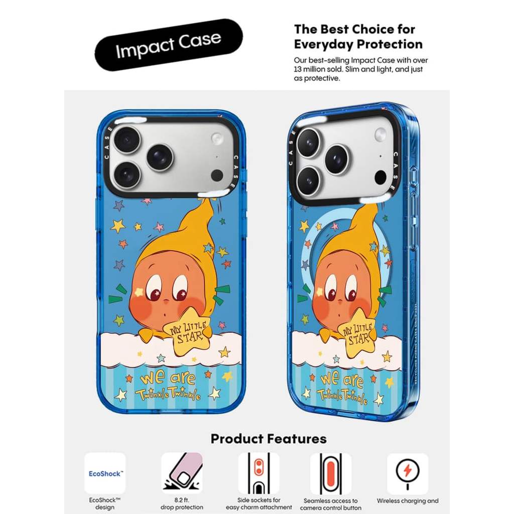CASECASE X Ngôi Sao Nhỏ Của Tôi Bầu Trời Màu Xanh Trong Suốt Cứng Hút Từ Tính Tác Động Dành Cho Apple IPhone 12 13 14 15 16 17 Pro Max Air Plus Có Hộp