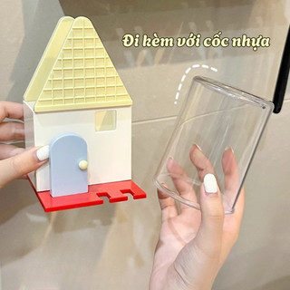 Giá Treo Bàn Chải Đánh Răng Hình Ngôi Nhà, Hộp Đựng Kem Đánh Răng Nhà Dán Tường Decor Nhà Tắm