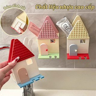 Giá Treo Bàn Chải Đánh Răng Hình Ngôi Nhà, Hộp Đựng Kem Đánh Răng Nhà Dán Tường Decor Nhà Tắm