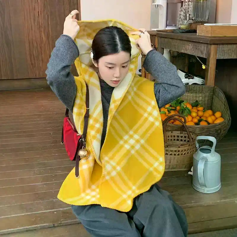 Khăn quàng cổ nữ Khăn quàng cổ Hàn Quốc mới kẻ sọc văn học dày vuông ấm áp