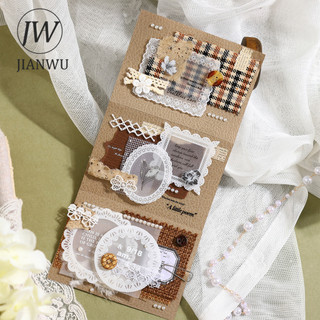 JIANWU Ren Dưới Đám Mây Series Vintage Ren Biên Giới Phong Cảnh Chất Liệu Cắt Dán Sổ Lưu Niệm Nhãn Dán Sáng Tạo Tạp Chí Văn Phòng Phẩm