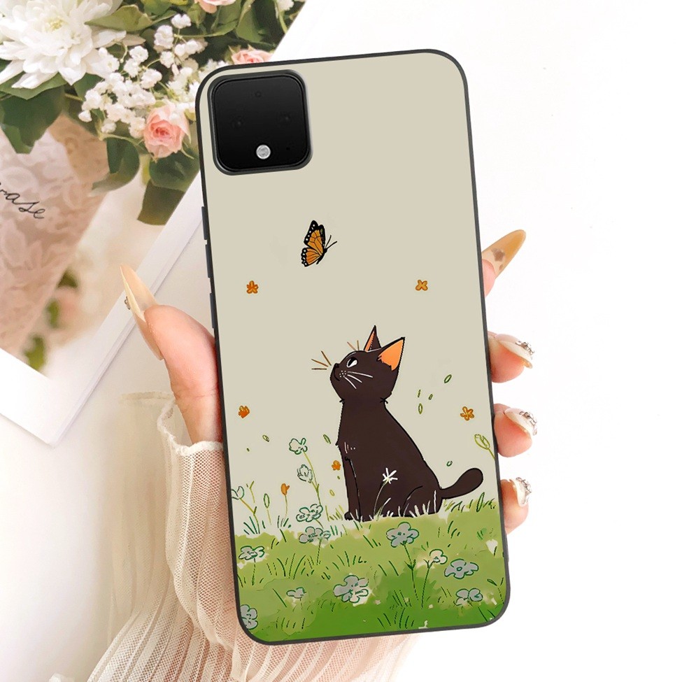 Ốp lưng Google Pixel 4 XL Silicon Mèo Dễ Thương Thời Trang Bướm Vỏ Sơn Ngộ nghĩnh G020P G020
