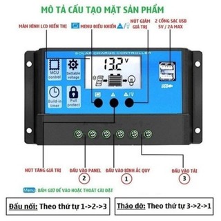 2025 Bộ điều khiển sạc pin năng lượng mặt trời PWM 10A 30A Solar Charge Controller