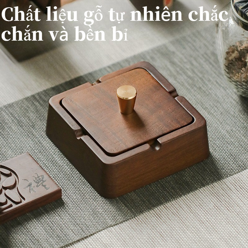 Đồ Trang Trí Nhỏ Bằng Gỗ Thật Với Nắp Kim Loại, có nắp ngăn tro bay, lõi bằng thép không g