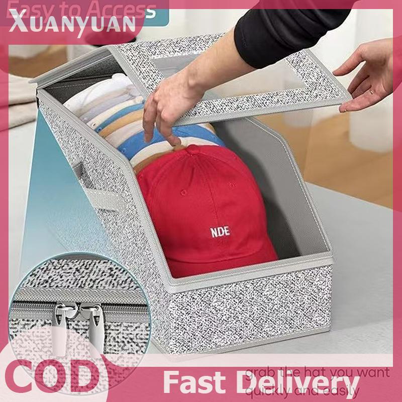 XUAN Có Thể Gập Lại Dây Kéo Bóng Chày Hộp Bảo Quản Dung Tích Lớn Không Dệt Chống Bụi Hộp Bảo Quản Mũ VN
