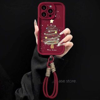 Ốp Lưng Điện Thoại Samsung Galaxy S25 S23 S24 Ultra Plus S24FE S23FE S25FE Cây Giáng Sinh Có Dây Buộc Cổ Tay Bìa Mềm