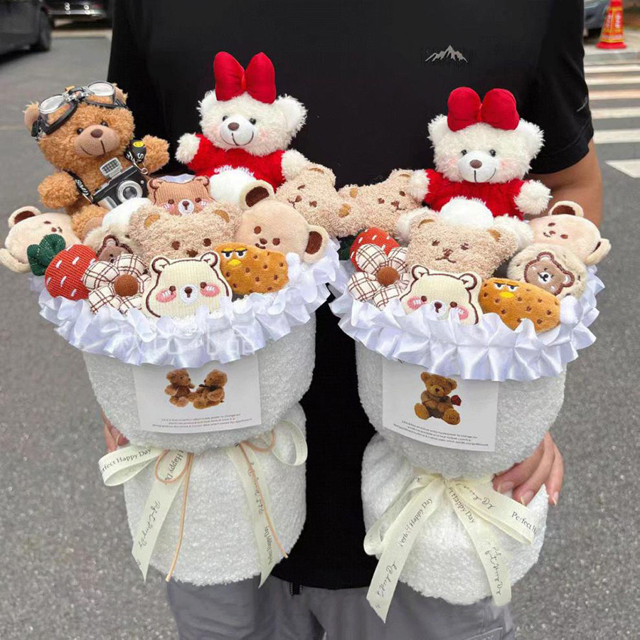 Gấu Bông Sang Trọng Búp Bê Bó Hoa Nhân Tạo Hoa Sáng Tạo Hoa Giáng Sinh Valentine Quà Tặng Sinh Nhật Cho Bé Gái Bạn Gái