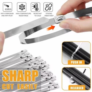 20 / 40 / 60 Dây buộc cáp thép không gỉ - Dây đeo vòng buộc tự khóa hạng nặng đa năng 150 / 200 / 300mm