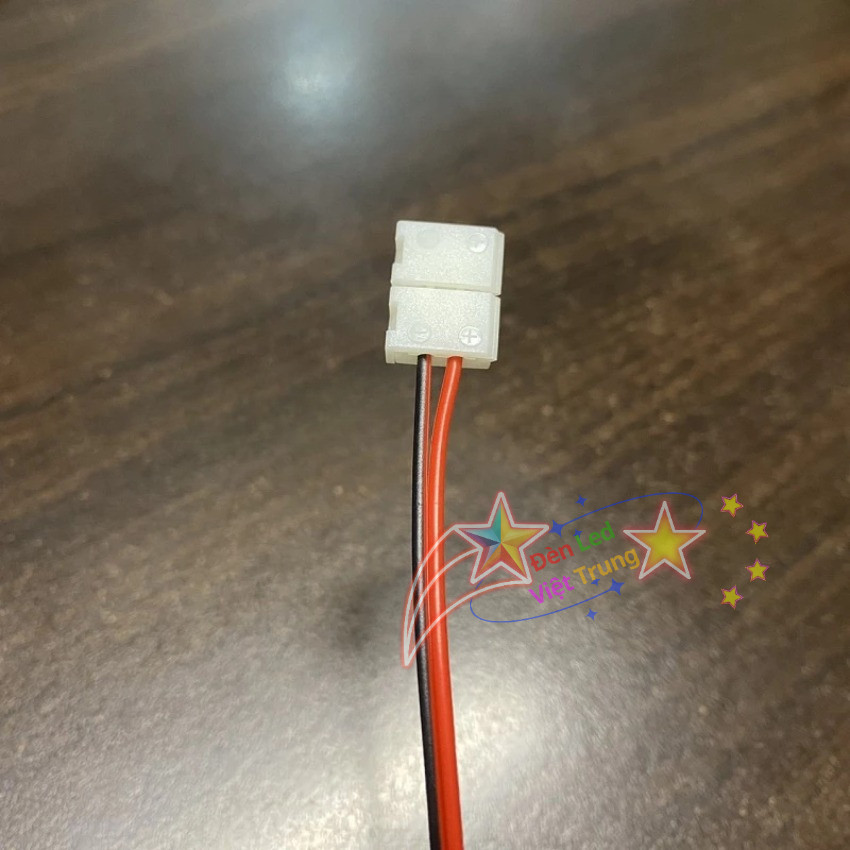 Combo 5 Kẹp Đầu Nối LED 8mm - 10mm Chất Liệu Nhựa Trong Suốt Lõi Kim Loại Dây Đỏ Đen Tiện Lợi Lắp Đặt