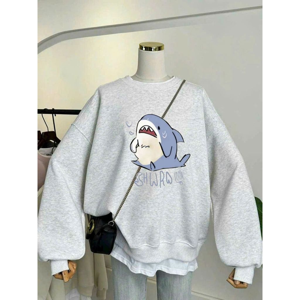 Áo nỉ da cá SWEAR cổ tròn dài tay mùa đông bigsize 40-70kg mùa đông -hình con cá mập-QUANAO94