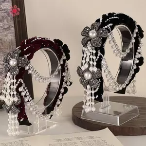 Mẫu mới phụ kiện tóc vòng cho cô dâu với ngọc trai có thể tháo rời, phù hợp đám cưới và khiêu vũ