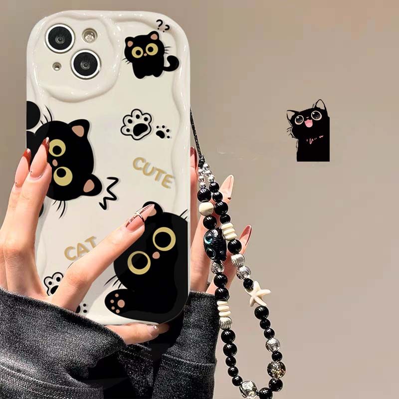 Sleep Dog Cat Cặp Đôi Dành Cho Google Pixel 10 9 Pro XL 8 Pro 7 7A 8A Dây Xích Cổ Tay Mèo Đen Mềm Silicon