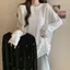 Áo thun dài tay hạt móng tay dành cho nữ, phong cách thời trang mùa thu, dáng rộng thoải mái