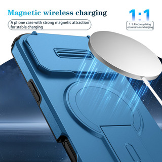 Dành Cho iphone 17 Pro Max Ốp điện thoại Trượt Camera Đứng Ẩn Từ Tính Sẵn Sàng Lưng Cứng Khung Silicon Mềm Chống Rơi Mỏng Bao