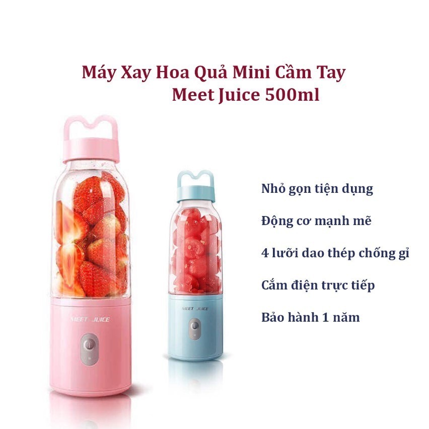 Máy xay sinh tố cầm tay Meet Juice 4 lưỡi cắm điện trực tiếp 220, dây cắm dài 70cm