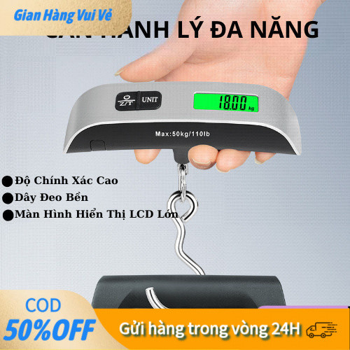 【24h】Cân Treo Điện Tử Mini 50Kg – Cân Hành Lý Du Lịch Cầm Tay Đo Chính Xác Nhỏ Gọn