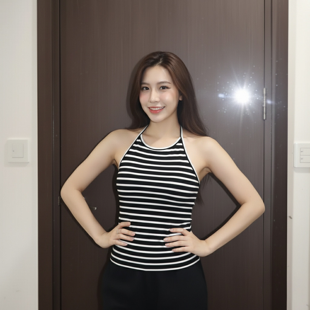 Áo Yếm Nữ BABEE Dáng Ôm Cột Cổ Kiểu Kẻ Sọc Cá Tính Body Tôn Dáng Phong Cách Sang Trọng Gợi Cảm