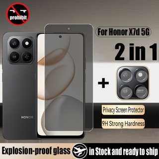 Kính cường lực bảo vệ màn hình riêng tư 2 trong 1 Honor X7d 5G cho Honor X7c X8c X6c X6b X8b X7b X5b Plus 4G Phim chống gián điệp + Phim ống kính máy ảnh