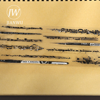 JIANWU 70mm * 10m Vintage Punk Số Chữ Phong Cảnh Chất Liệu Cắt Băng Thêu Sò PET Sáng Tạo DIY Tạp Chí Văn Phòng Phẩm