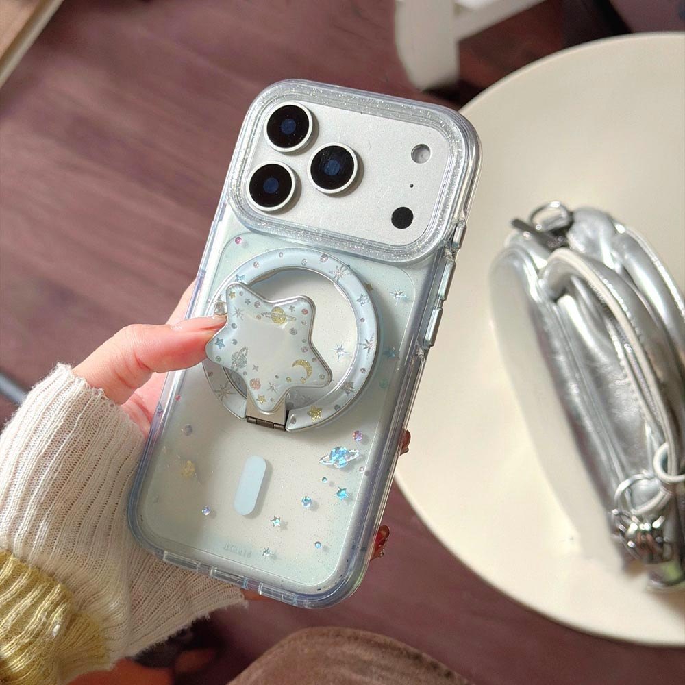 Vỏ cứng trong suốt Tương thích với iPhone 13 14 14Pro 14ProMax 15 15Pro 15ProMax 16 16Pro 16ProMax 17 17Pro 17ProMax Ốp nam châm họa tiết hành tinh đầy màu sắc
