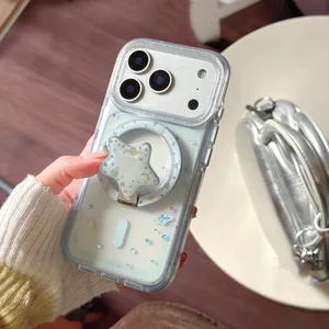 Vỏ cứng trong suốt Tương thích với iPhone 13 14 14Pro 14ProMax 15 15Pro 15ProMax 16 16Pro 16ProMax 17 17Pro 17ProMax Ốp nam châm họa tiết hành tinh đầy màu sắc