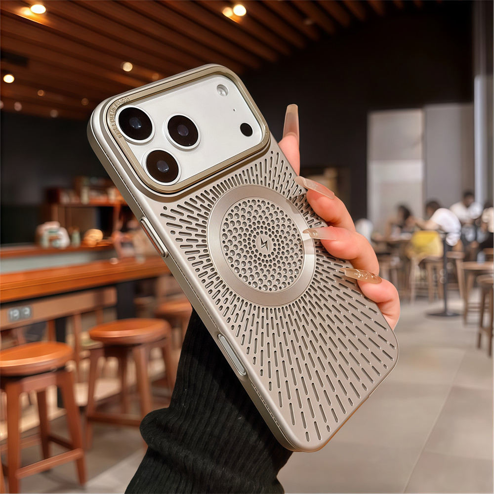 Ốp điện thoại từ tính tản nhiệt chất lượng cao cho iPhone 17 Pro Max 12 13 14 15 16 pro max 15 16 plus Bảo vệ ống kính chống rơi Vỏ cứng Vỏ điện thoại