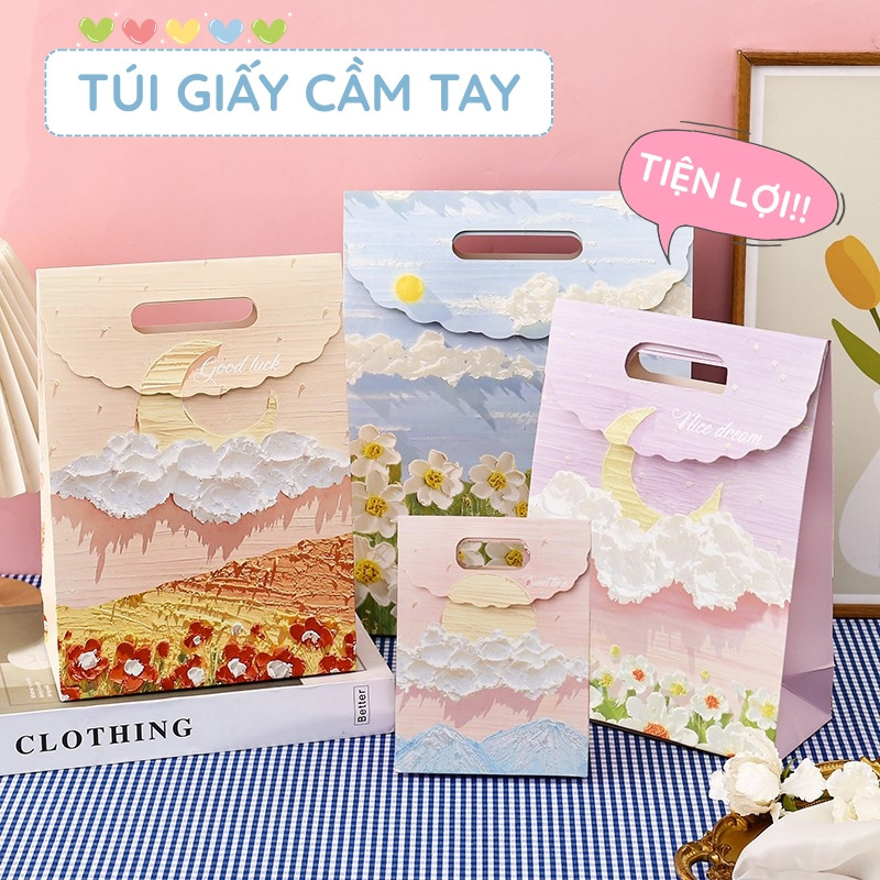 Túi Giấy Đựng Quà Sinh Nhật Mini Cute – Thiết Kế Sang Trọng Có Hoa, Dày Đẹp Cứng Cáp, Gói Quà Tặng Dễ Thương