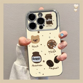 Vỏ Gấu Coffe 3D Hoạt Hình Dễ Thương + Dây Xích Cho IPhone 16 11 15 14 13 12 Pro Max X Xr Xs Max 6 6s 7 8 Plus SE 2020 Vỏ Điện Thoại Bảo Vệ Ống Kính Chống Sốc Mềm + Giá Đỡ Vỏ Đen