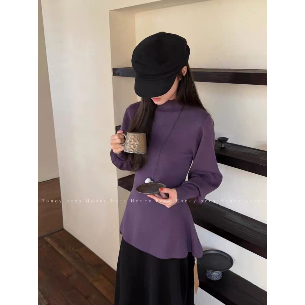 Áo Len Cổ Cao Hàn Quốc, Thiết Kế Hợp Thể, Perfect Cho Mùa Thu Đông