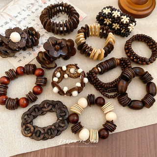 Bộ Đồ Trang Sức Boho Handmade, Hạt Gỗ Và Vỏ Dừa, Phù Hợp Làm Quà TặngVintage, Dân Tộc, Có Thể Xếp Chồng