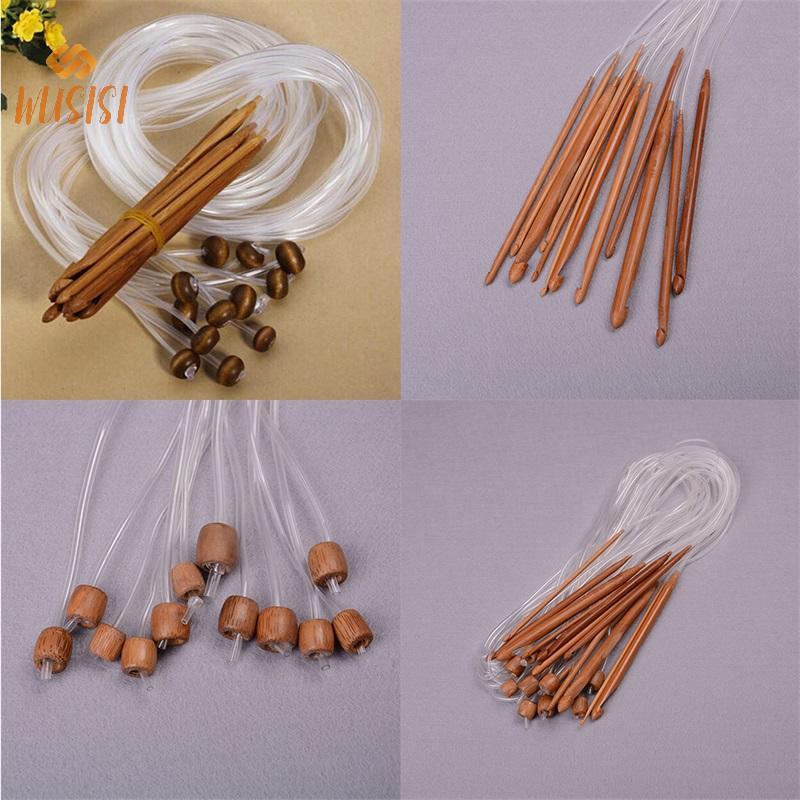 [WUSISI] 1,2m 48 "12 Kích cỡ khác nhau / bộ Móc móc kim tre Carbonized Tunisia MỚI