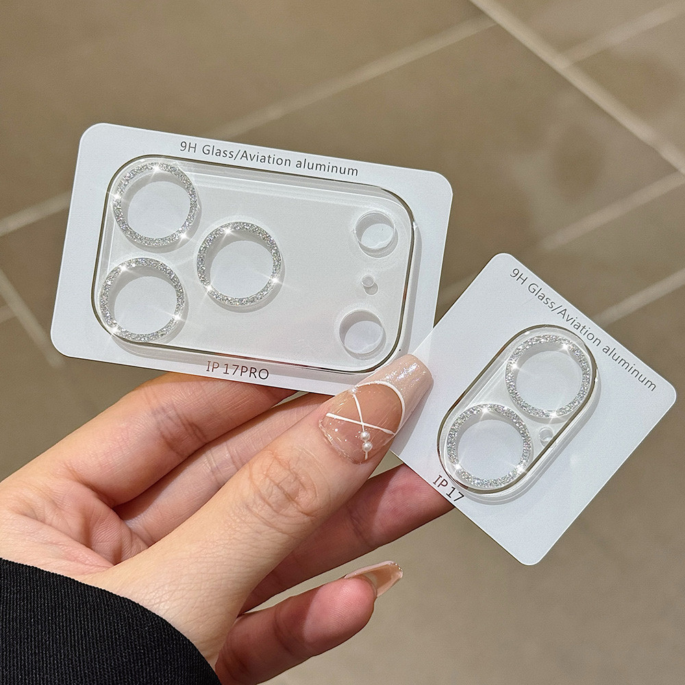 Kính Lấp Lánh Camera Tích Hợp Ống Kính Bảo Vệ Phim Cho iPhone 17 Pro Max 17 Air 16 Plus 15 14 13 12 11 Kính Cường Lực Camera Bảo Vệ Phim