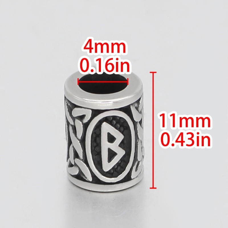 Vintage hạt rune Bắc Âu bạc, phù hợp làm vòng tay và trang sức tóc/râu