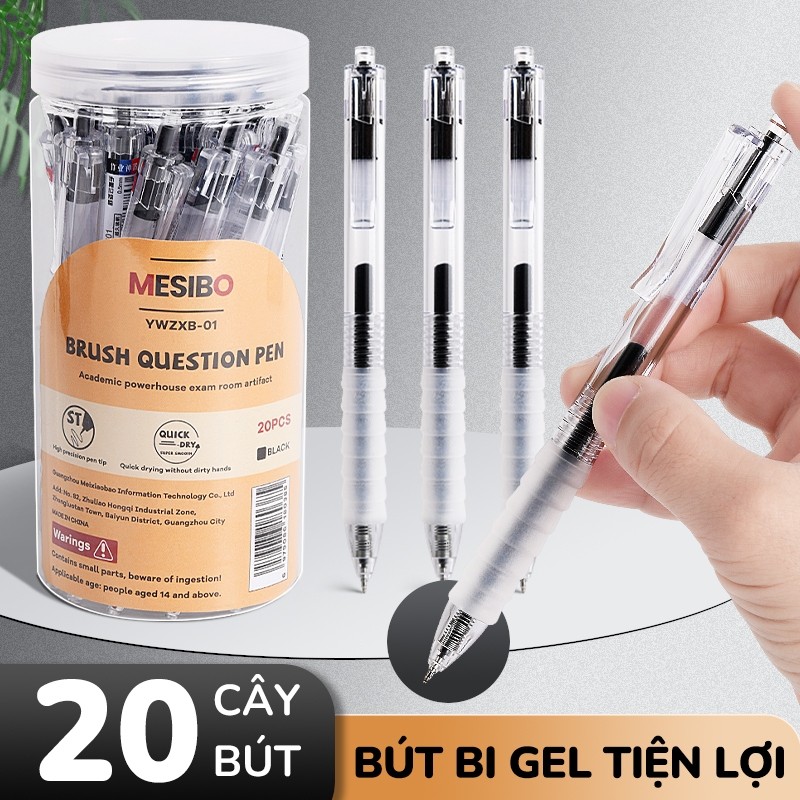 Bút bi bấm ngòi 0.5mm, mực xanh đen đỏ, nét chữ đẹp - Bút gel viết êm trơn mượt, đồ dùng học tập và văn phòng phẩm