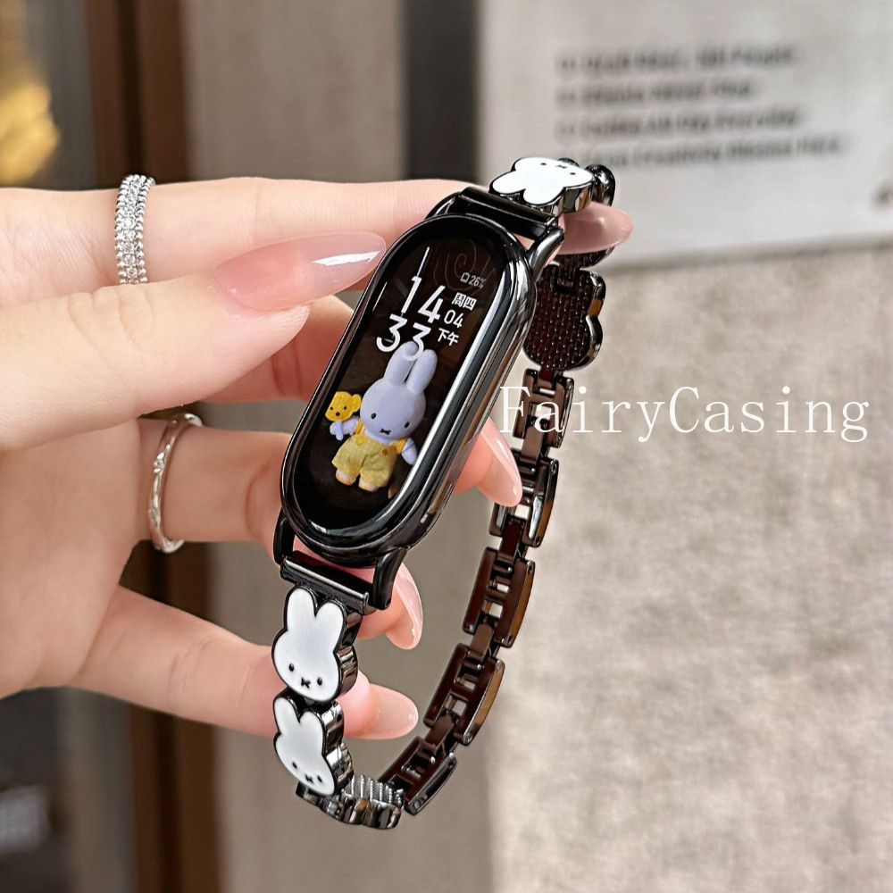 Mới Thỏ Nhỏ Kim Loại Cho Xiaomi Band 10 9 8 Pro 7 6 5 4 3 Dây Đeo Vòng Tay Cho Redmi watch6 5 4 Dây Đeo Tay Phụ Kiện
