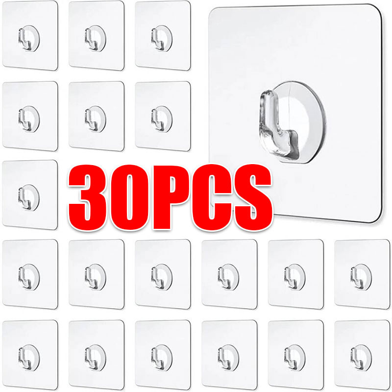 10 / 20 / 30 Cái Trong Suốt Móc Treo Tường Miếng Dán