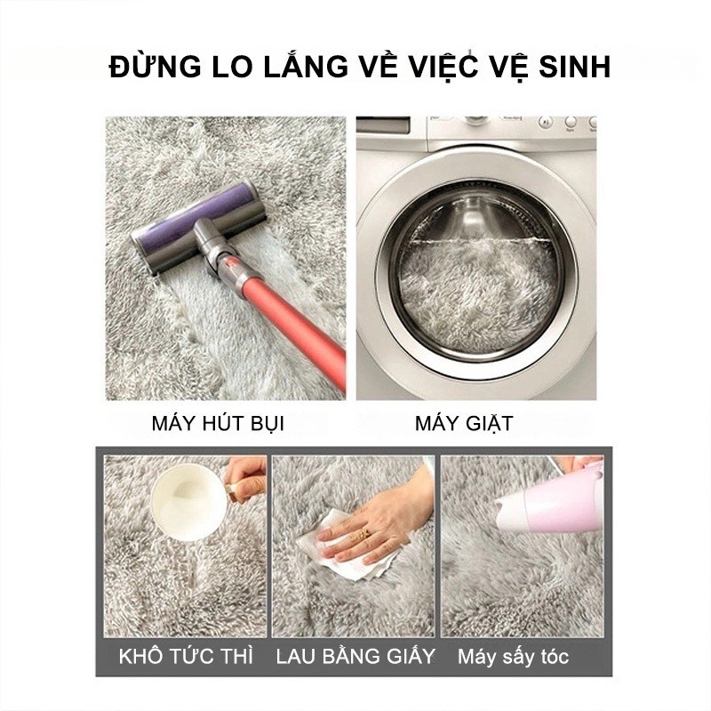 Thảm lông trải sàn decor phòng ngủ sang trọng, Thảm lông mềm mịn chống trượt trang trí phòng khách DINOHOME
