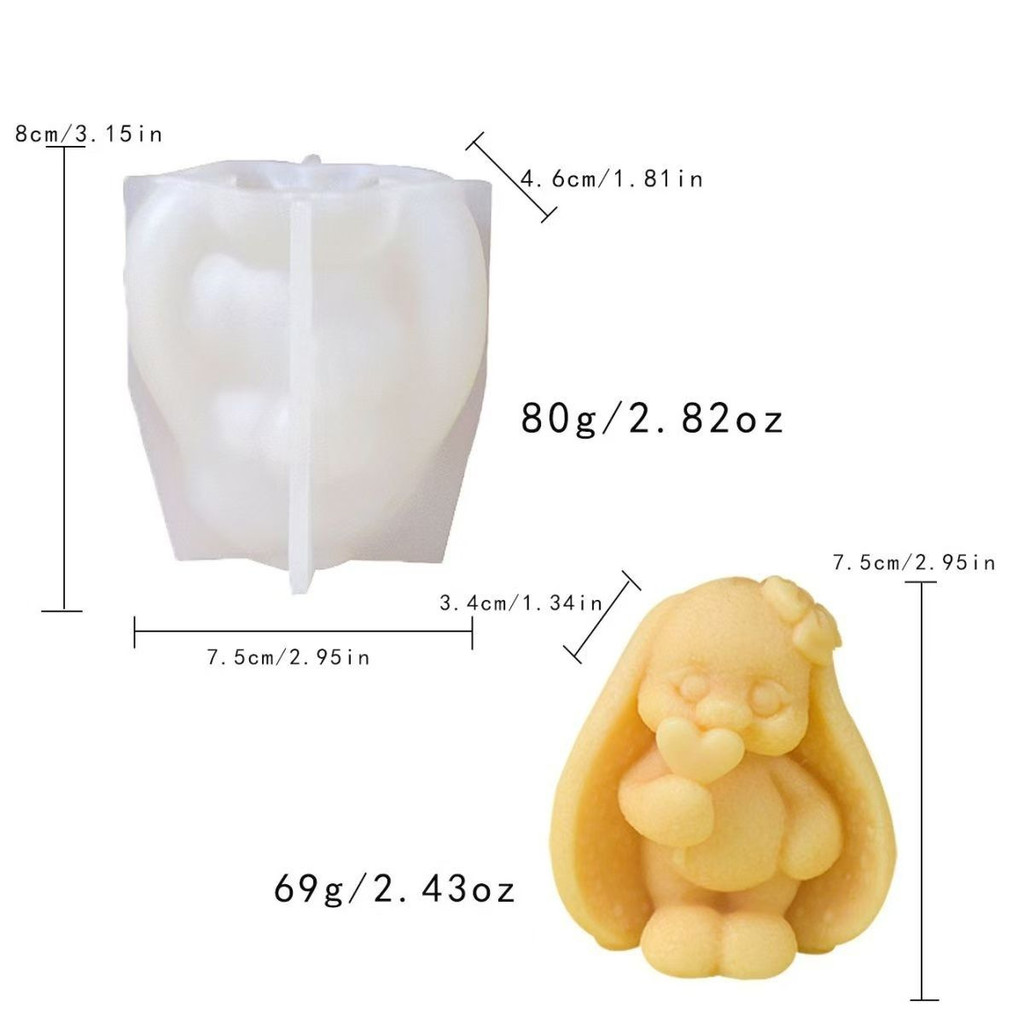 3D Động Vật Series Alpaca Tai Dài Thỏ Voi Gấu Bánh Nướng Khuôn Thạch Cao Nhào Đồ Chơi Khuôn Silicon