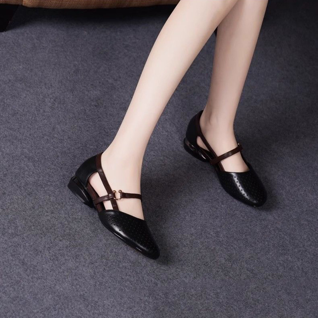 Xăng đan Đi Biển Mùa Hè Nữ Đầu Tròn Nêm Thoải Mái Chống Trơn Trượt Sandal Thích Hợp Để Mua Sắm Đi Bộ Trong Nhà